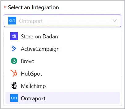 Select an Integration