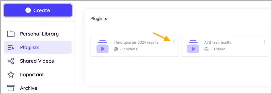 Click the three-dot menu on a video thumbnail