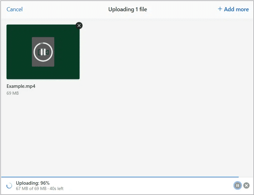 Recording is stuck at 90–95% upload