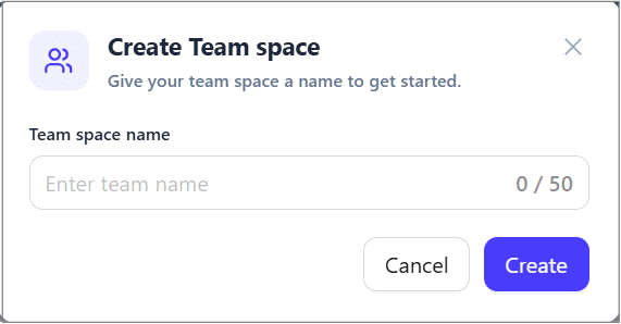 Create Team space