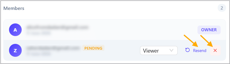 Resend or cancel invitation