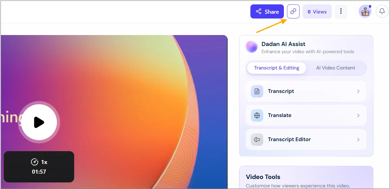 Quick copy link button