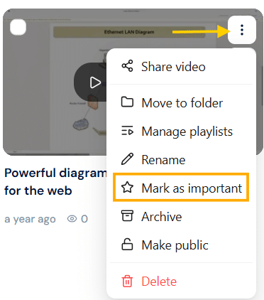 Mark Videos as Important