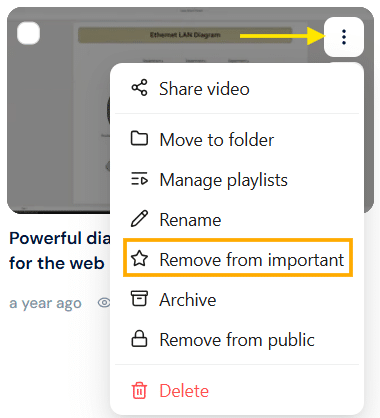 Unmark as Important option