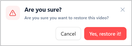 Restore folder confirmation