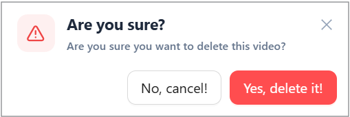 Confirm delete videos