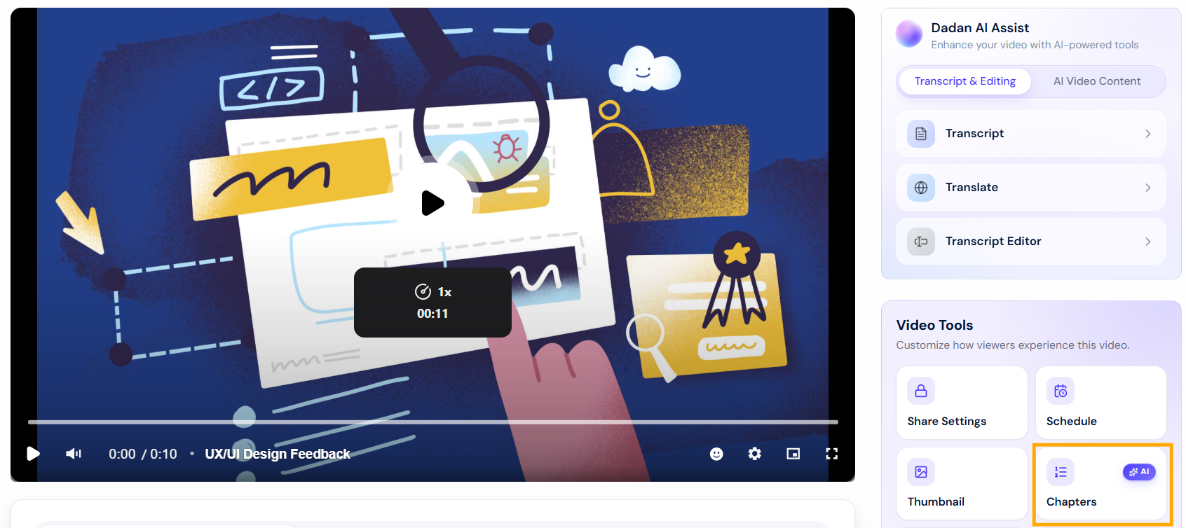 The video playback screen