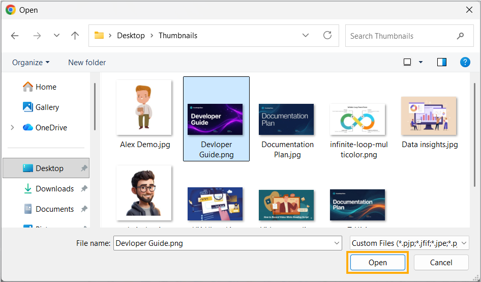 Select your thumbnail image