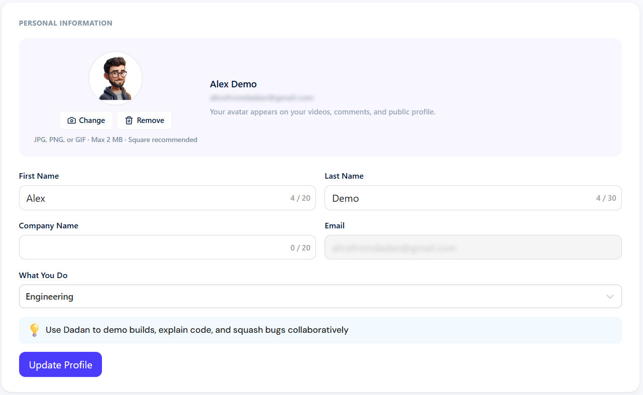 Customize your account details