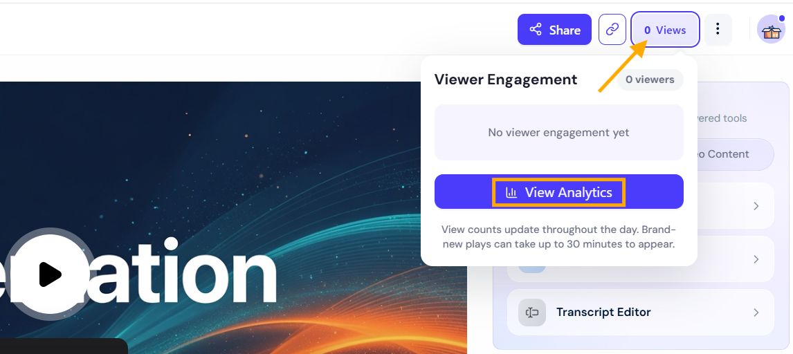 Views Analytics button