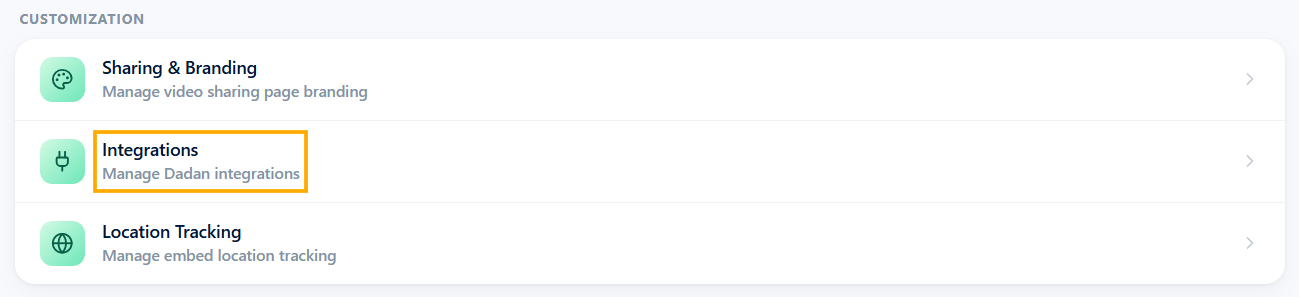 Click the Integration section