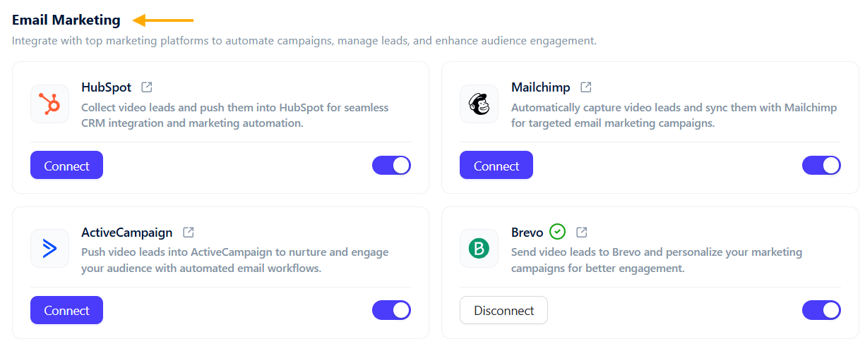Email Marketing tab