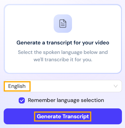 Generate Transcript Generate Transcript