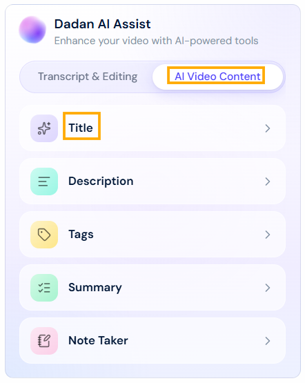 Video AI Assistant Title