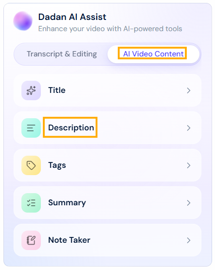 Description button