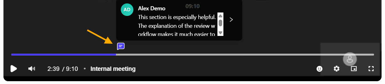Display the comment Display the comment