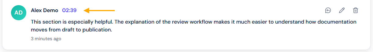 Timestamp on the comment Timestamp on the comment