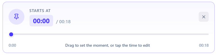 Set the time you want to share the video Set the time you want to share the video