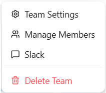 Select Delete team space Select Delete team space