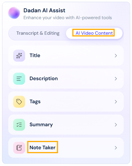Note Taker button