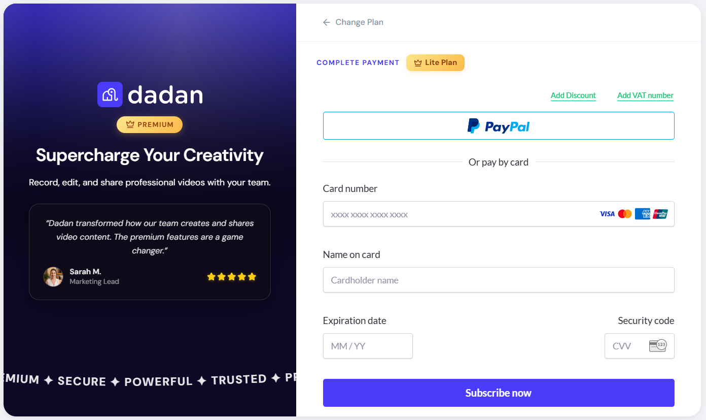 Provide payment information Provide payment information