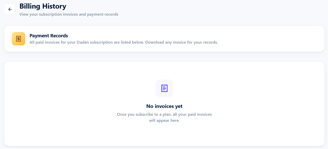 Billing History Billing History
