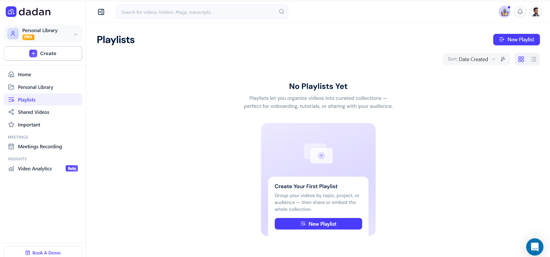 Playlists section Playlists section