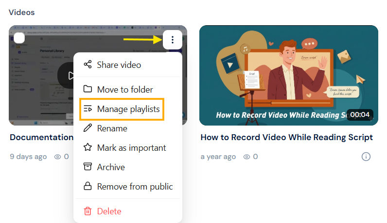 Select Manage playlists Select Manage playlists