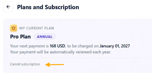 Cancel subscription button Cancel subscription button