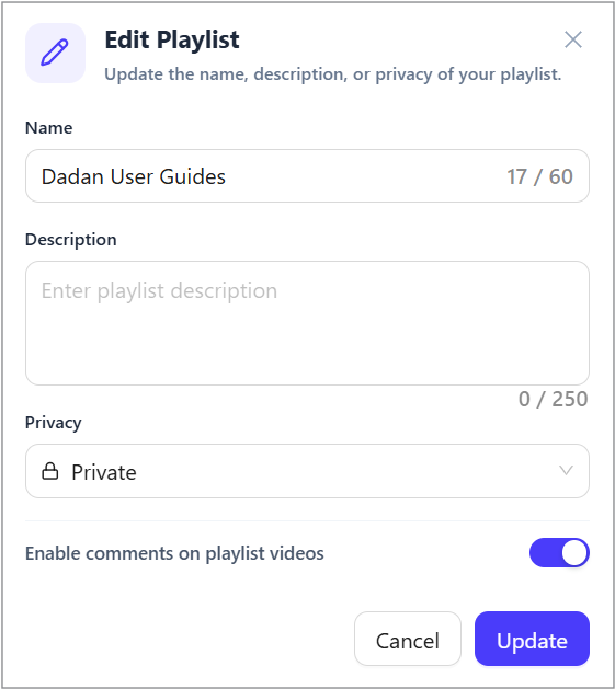 Click Update to save your changes Click Update to save your changes