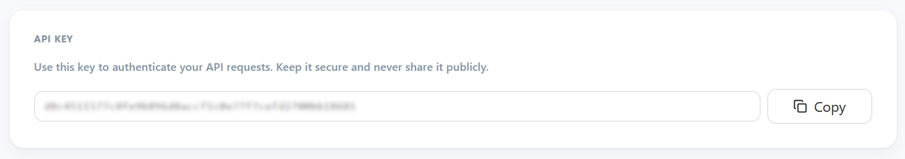 Copy the API key Copy the API key