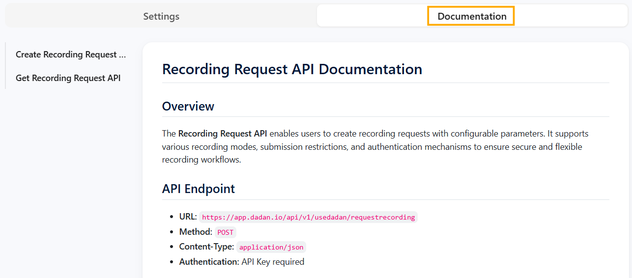 API Documentation API Documentation