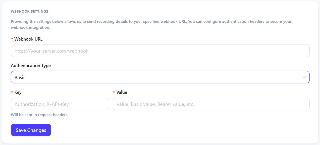 Webhook Settings Webhook Settings