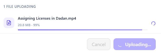 Recording is stuck at 90–99% upload