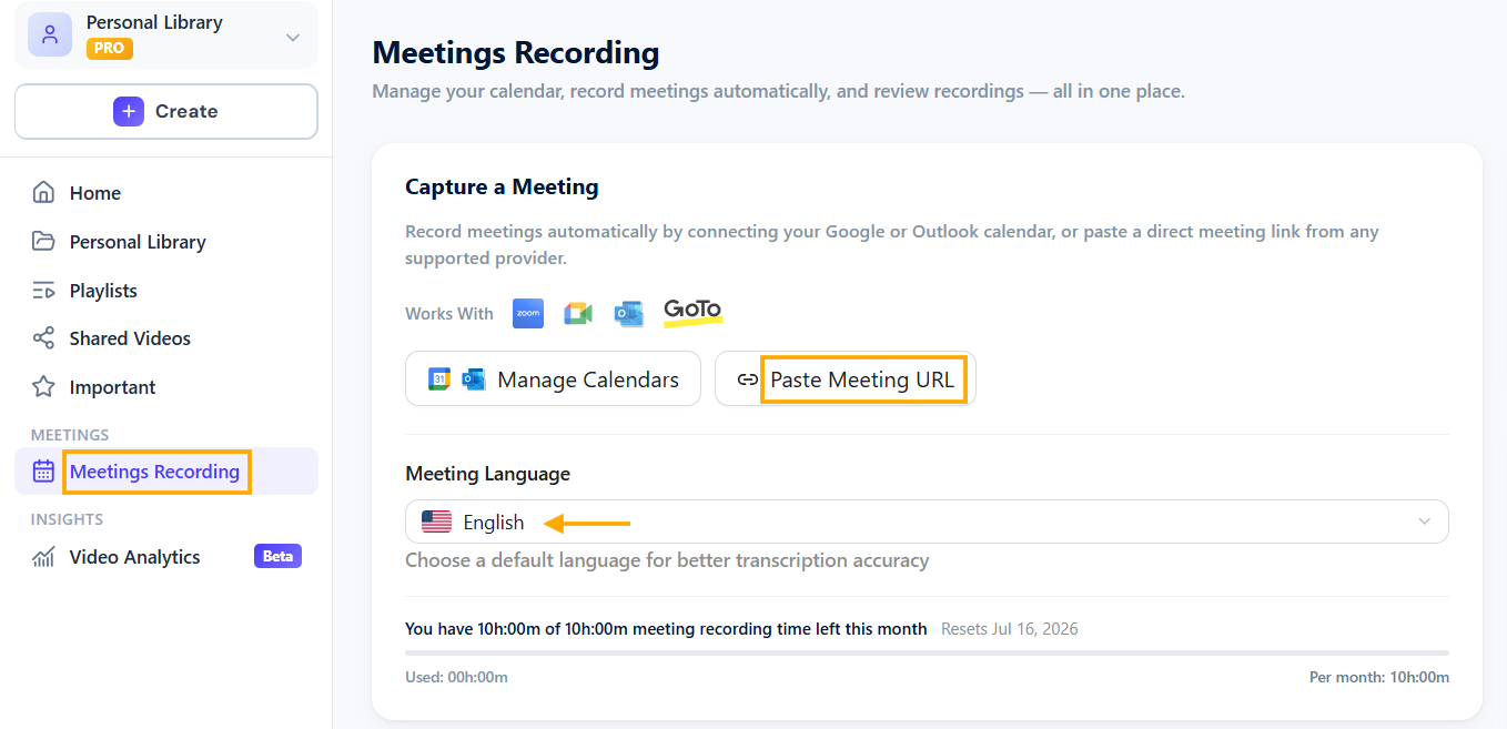 Click Paste Meeting URL