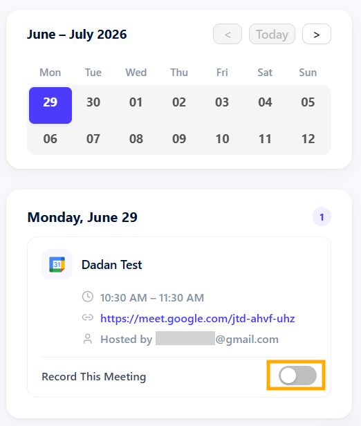 View upcoming meetings