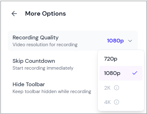 Choose Recording Quality