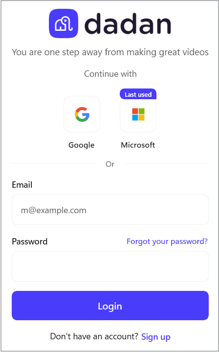 Dadan log in page Dadan log in page