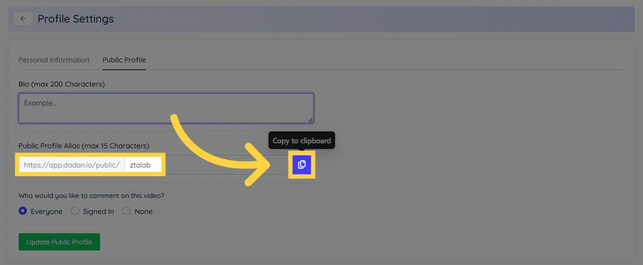 Public Profile Alias Public Profile Alias
